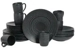 CreaTable Lava Stone Schwarz Kombiservice 24-tlg Steinzeug
