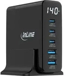 InLine&reg; USB PD Netzteil, GaN Ladeger&auml;t, 5-Port, USB-C + USB-A, 140W, mit Display