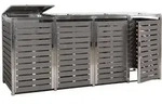 Mendler 4er M&uuml;lltonnenverkleidung HWC-K14, M&uuml;lltonnenbox, 120x264x85cm WPC