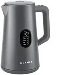 KLAMER Wasserkocher Edelstahl 1,5L 1800W elektrischer Wasserkocher grau mit