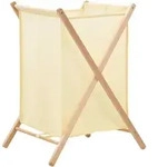 vidaXL W&auml;schekorb Zedernholz und Stoff Beige 42x41x64 cm