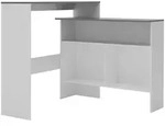vidaXL Bartisch mit 2 Tischplatten Wei&szlig; und Grau 130x40x120 cm Orion Compact-Modell