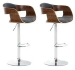 CLP 2er Set Barhocker Kingston Stoff walnuss/dunkelgrau