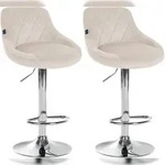 CLP 2er Set Barhocker Lazio Samt creme/chrom