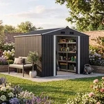 GARDEBRUK&reg; XXL Metall Ger&auml;tehaus 5m2 mit Fundament grau