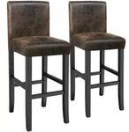 tectake Barhocker aus Kunstleder - 2er Set antikbraun