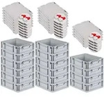 PROREGAL 16x Eurobox NextGen Grip mit Scharnierdeckel & roten Verschl&uuml;ssen |...