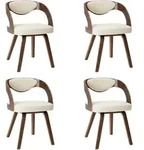 vidaXL Esszimmerst&uuml;hle 4 Stk. Creme Bugholz und Kunstleder