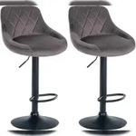 CLP 2er Set Barhocker Lazio Samt grau/schwarz