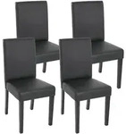 Mendler 4er-Set Esszimmerstuhl Stuhl K&uuml;chenstuhl Littau ~ Kunstleder, schwarz...