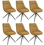 Mendler 6er-Set Esszimmerstuhl HWC-M65, K&uuml;chenstuhl Lehnstuhl Stuhl, drehbar