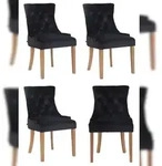 CLP 4er Set Esszimmerstuhl Aberdeen Samt schwarz/antik-hell