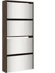 vidaXL Schuhschrank mit Spiegel 4 F&auml;cher Braun Eiche-Optik 63x17x134cm