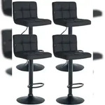 CLP 4er Set Barhocker Feni Kunstleder schwarz/Metall matt schwarz