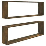 vidaXL Wandregale 2 Stk. R&auml;uchereiche 100x15x30 cm Holzwerkstoff