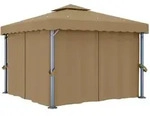 vidaXL Pavillon mit Vorhang 3x3 m Taupe Aluminium