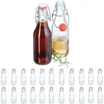 Relaxdays Glasflaschen, 24er Set, 250 ml, B&uuml;gelflaschen zum Bef&uuml;llen, f&uuml;r Lik&ouml;re