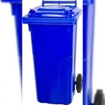PROREGAL 2-Rad-M&uuml;lltonne, 120 Liter, HDPE Kunststoff, HxBxT 94,5x48x54cm, Blau,