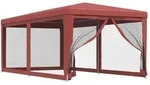 vidaXL Partyzelt mit 6 Mesh-Seitenw&auml;nden Rot 3x6 m HDPE