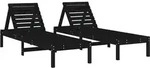 vidaXL Sonnenliegen 2 Stk. Schwarz 199,5x60x74 cm Massivholz Kiefer