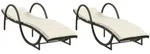 vidaXL Sonnenliegen 2 Stk. mit Auflagen Braun Poly Rattan