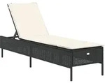 vidaXL Sonnenliege mit Auflage Schwarz Poly-Rattan