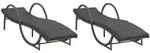 vidaXL Sonnenliegen 2 Stk. mit Auflagen Grau Poly Rattan