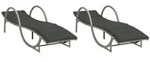 vidaXL Sonnenliegen 2 Stk. mit Auflagen Hellgrau Poly Rattan