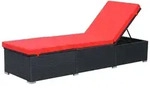vidaXL Sonnenliege mit Auflage Poly Rattan Schwarz