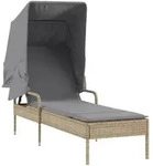 vidaXL Sonnenliege mit Dach Beige Poly Rattan