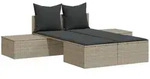 vidaXL Doppel-Sonnenliege mit Kissen Hellgrau Poly Rattan