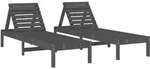 vidaXL Sonnenliegen 2 Stk. Grau 199,5x60x74 cm Massivholz Kiefer