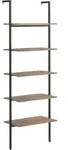 vidaXL Leiterregal mit 5 B&ouml;den Dunkelbraun und Schwarz 64x35x185 cm