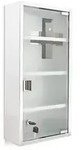 Relaxdays Medizinschrank, HxBxT: 57 x 27 x 12 cm, 4 Ablagen, Metall, Milchglas,