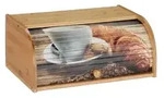 Relaxdays Brotkasten Bambus, Rolldeckel mit Motiv, aromadichte...