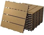 ECD Germany &ndash; WPC Terrassenfliesen &ndash; 30x30 cm 11 Stk.=1m2 Teak | geriffelt,