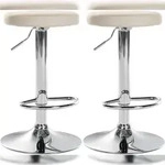 CLP 2er Set Barhocker Ponte Kunstleder creme/Metall in Chromoptik