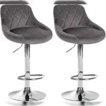CLP 2er Set Barhocker Lazio Samt grau/chrom