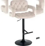 CLP Barhocker Dublin Samt creme/Metall matt schwarz