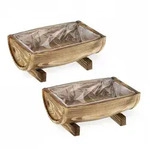 Relaxdays Blumenkasten Holz, 2er Set Pflanzkasten, HBT: 12,5 x 29,5 x 20 cm, au&szlig;en &