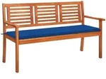 vidaXL 3-Sitzer-Gartenbank mit Auflage 150 cm Massivholz Eukalyptus