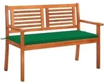 vidaXL 2-Sitzer-Gartenbank mit Auflage 120 cm Massivholz Eukalyptus