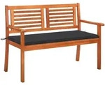 vidaXL 2-Sitzer-Gartenbank mit Auflage 120 cm Massivholz Eukalyptus