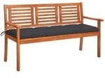 vidaXL 3-Sitzer-Gartenbank mit Auflage 150 cm Massivholz Eukalyptus