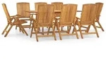 vidaXL 9-tlg. Garten-Essgruppe Massivholz Teak