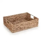 Relaxdays Tablett Wasserhyazinthe, 3er Set, Esstablett mit Griffen, geflochtenes