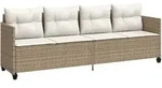 vidaXL Sonnenliege mit Kissen Beige Poly Rattan