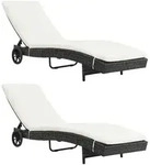 vidaXL Sonnenliegen 2 Stk. mit Rollen und Auflagen Poly Rattan Schwarz