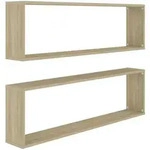 vidaXL W&uuml;rfelregale 2 Stk. Sonoma-Eiche 100x15x30 cm Holzwerkstoff