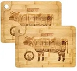 2x Massives Schneidebrett mit Saftrille 33x23 - 2cm Bambus Holzbrett - Ruschfest
